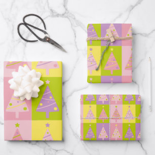 Niedlich Pink Weihnachtsbaumen Geschenkpapier Set
