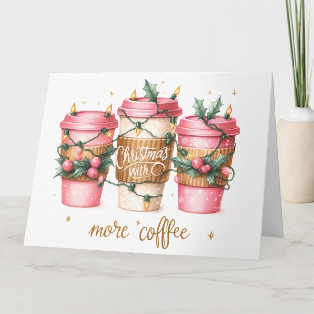 Niedlich Pink Weihnachtskarte Karte (Vorderseite)