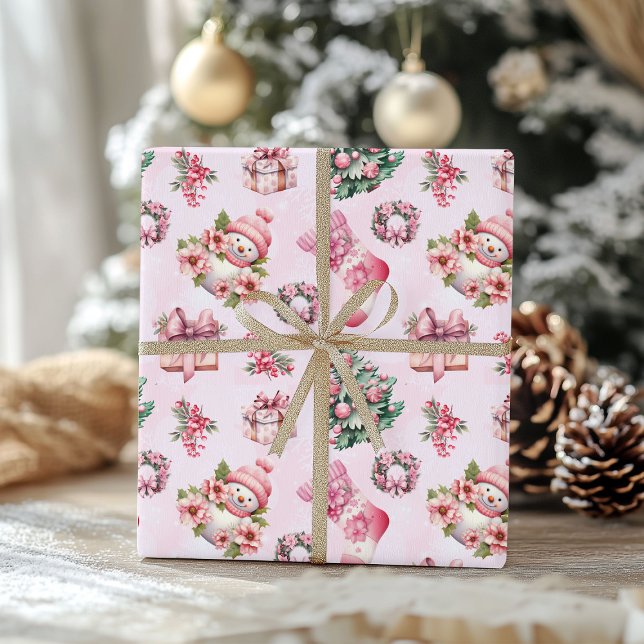 Niedlich Pink Weihnachtsmuster - Whimsical Holiday Geschenkpapier (Von Creator hochgeladen)