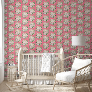 Niedlich Pink Weiße Blume Muster Kids Kinderzimmer Tapete