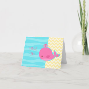 Niedlich Pink Whale Baby Dusche Vielen Dank Dankeskarte