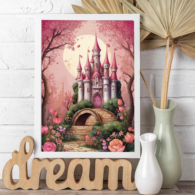 Niedlich Pink Whimsical Magical Fantasy Castle Poster (Von Creator hochgeladen)