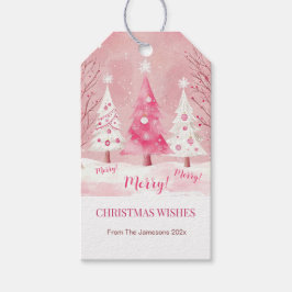 Niedlich Pink White Retro Weihnachten Geschenkanhänger