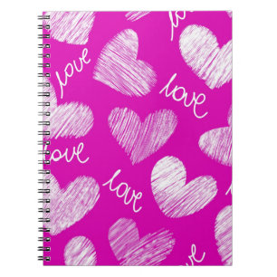 Niedlich Pink White Scribbled Hearts mit Liebe Scr Notizblock