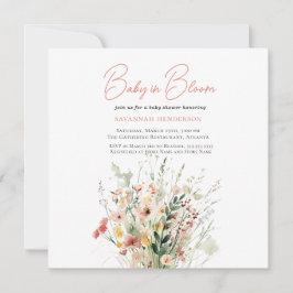 Niedlich Pink Wildblume Baby in Bloom Baby Dusche Einladung