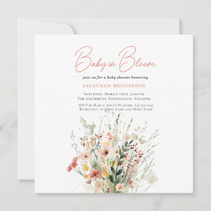 Niedlich Pink Wildblume Baby in Bloom Baby Dusche Einladung