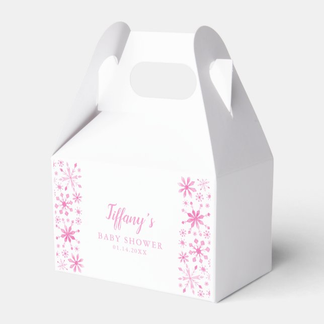 Niedlich Pink Winter Wonderland Babydusche Geschenkschachtel (Vorderseite)