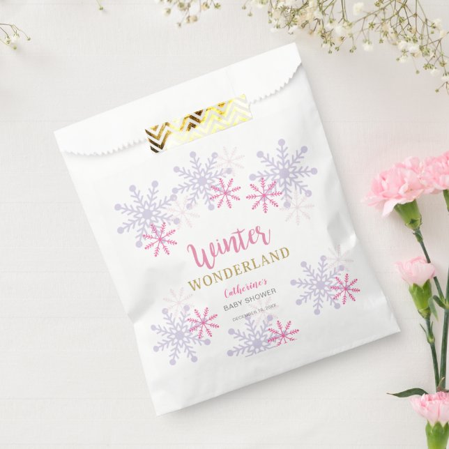 Niedlich Pink Winter Wonderland Kinderdusche Schne Geschenktütchen (Versiegelt)
