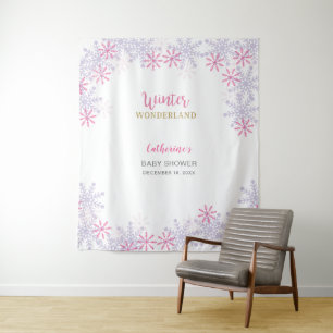 Niedlich Pink Winter Wonderland Kinderdusche Schne Wandteppich