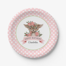 Niedlich Pink Woodland Deer Birthday Party for Gir Pappteller