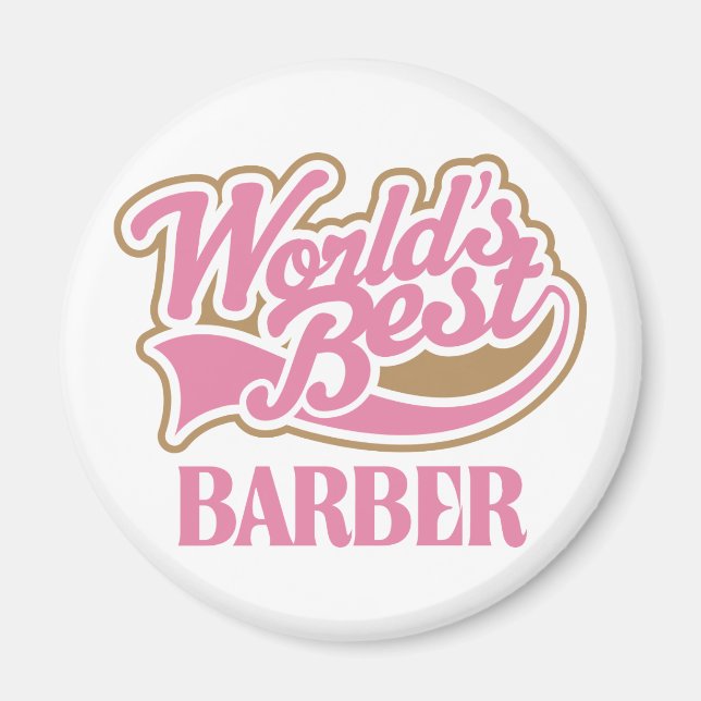 Niedlich Pink Worlds Best Barber Magnet (Vorne)