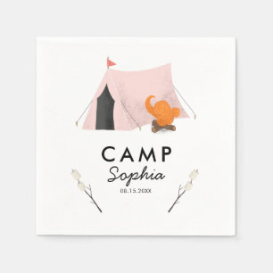 Niedlich Pink Zelt Camping Geburtstagsparty Serviette