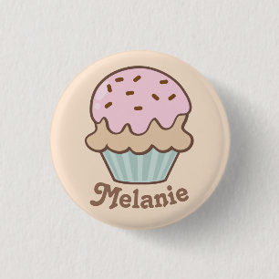Niedlich Pink Zuckerguss Cupcake Personalisiert Button
