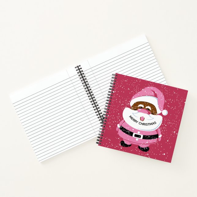 Niedlich-pinkfarbener afrikanischer Weihnachtsmann Notizbuch (Innenseite)