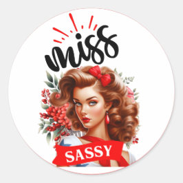 Niedlich Pinup_ Miss Sassy Runder Aufkleber