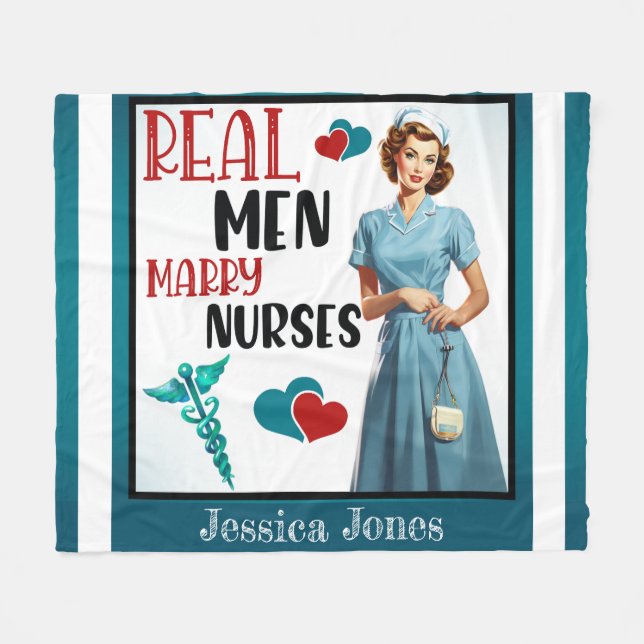 Niedlich Pinup_ Real Men Heiraten Fleecedecke (Vorderseite (Horizontal))