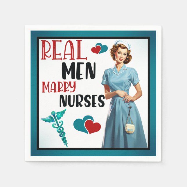 Niedlich Pinup_ Real Men Heiraten Serviette (Vorderseite)