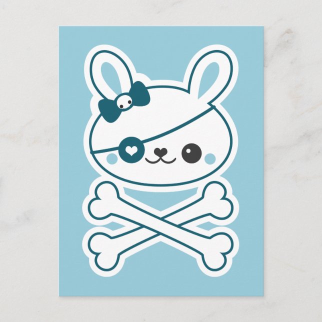 Niedlich Pirate Bunny Postkarte (Vorderseite)
