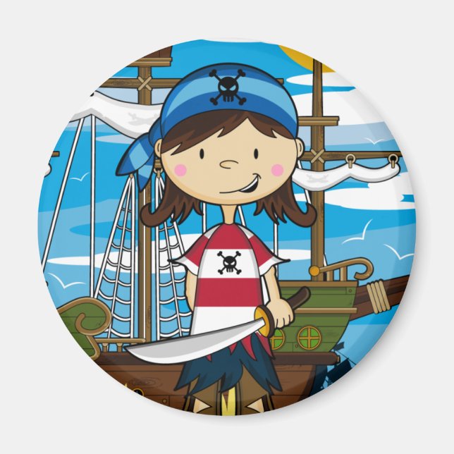 Niedlich Pirate Girl Magnet (Vorne)