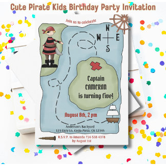 Niedlich Pirate Kindergeburtstag Party Einladung