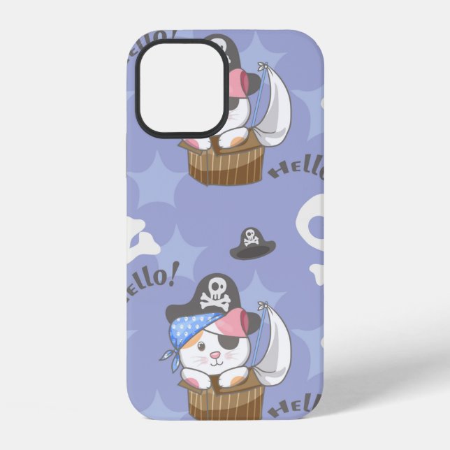 Niedlich Pirate Kitten Pattern iPhone 12 Hülle (Rückseite)