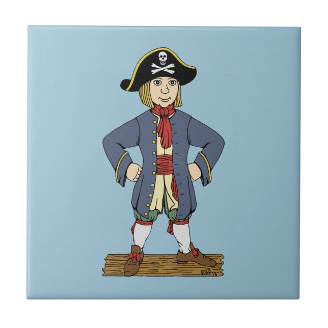 Niedlich Pirate Lad Fliese (Vorderseite)