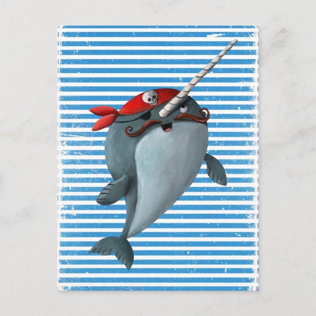Niedlich Pirate Narwhal Postkarte (Vorderseite)