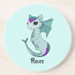 Niedlich Pisces Dragon Design Zodiot Sandstein Unt Getränkeuntersetzer