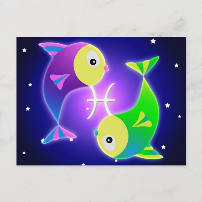 Niedlich Pisces Zodiac Postkarte (Vorderseite)