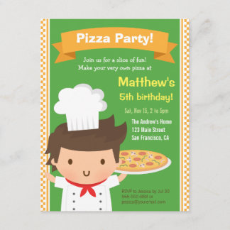 Niedlich Pizza Koch Boy Kindergeburtstag Party Einladung