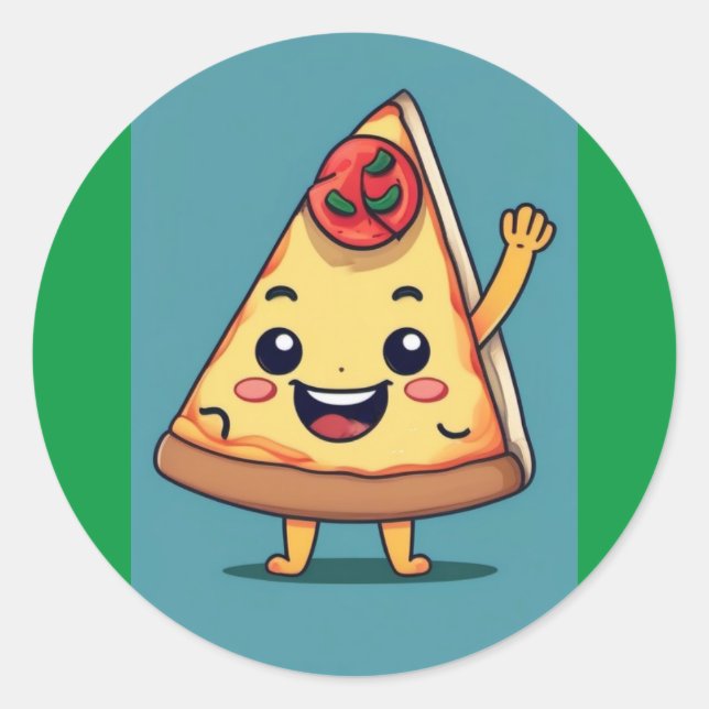 Niedlich Pizza Slice Runder Aufkleber (Vorderseite)
