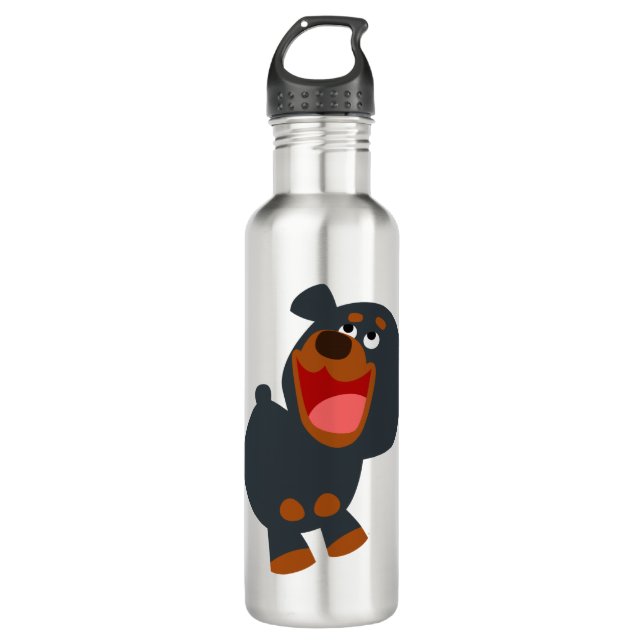 Niedlich Playful Cartoon Baby Rottweiler Edelstahlflasche (Vorderseite)