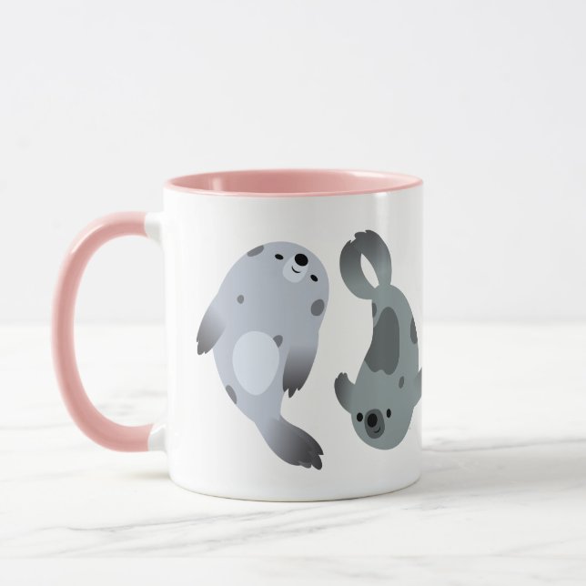 Niedlich Playful Cartoon Harf Siegel Tasse (Links)