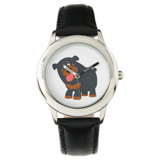 Niedlich Playful Cartoon Rottweiler Watch Armbanduhr (Vorderseite)