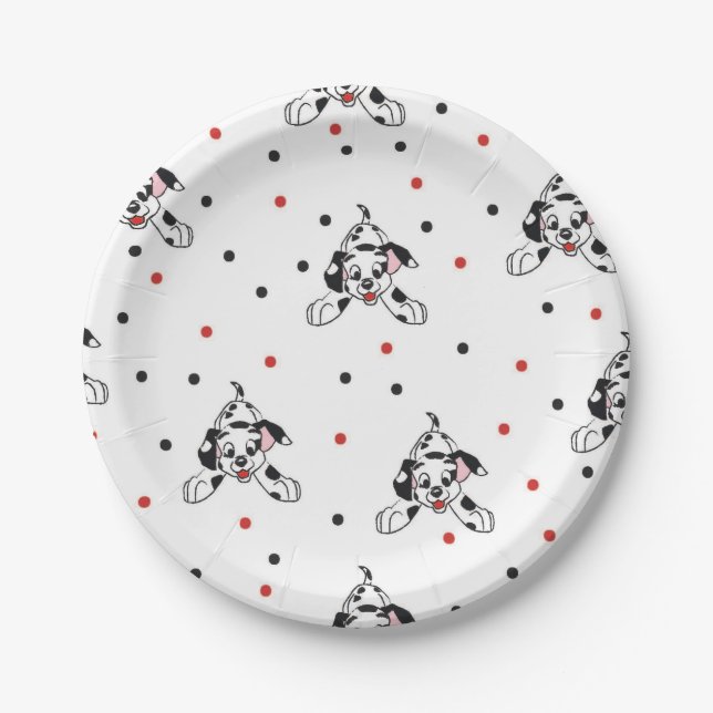 Niedlich Playful Dalmatiner Dog Muster Red Black Pappteller (Vorderseite)