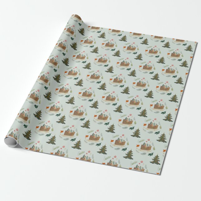 Niedlich Playful Sleigh Holiday Weihnachtsgeschenk Geschenkpapier (Ungerollt)