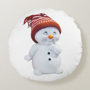 NIEDLICH PLAYFUL SNOWMAN RUNDES KISSEN