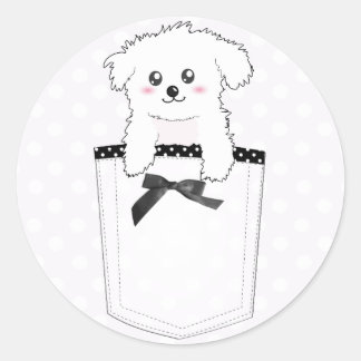 Niedlich Pocket Puppy Dog Runder Aufkleber