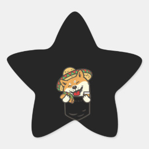 Niedlich Pocket Shiba Inu Mexican Dog Taco Tequila Stern-Aufkleber