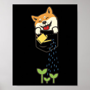 Niedlich Pocket Shiba Inu Shirt Hund Lover Pflanze Poster