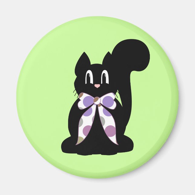 Niedlich Polka Dot Black Kitty Cat Magnet (Vorne)