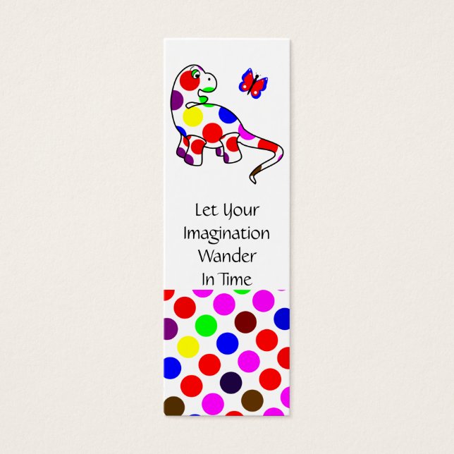 Niedlich Polka Dot Dinosaur Lesezeichen (Vorderseite)