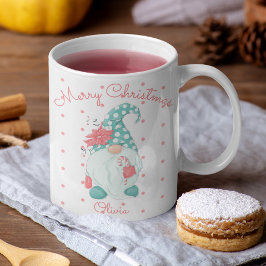 Niedlich Polka Dot Frohe Weihnachtsfeiertag Gnome Kaffeetasse