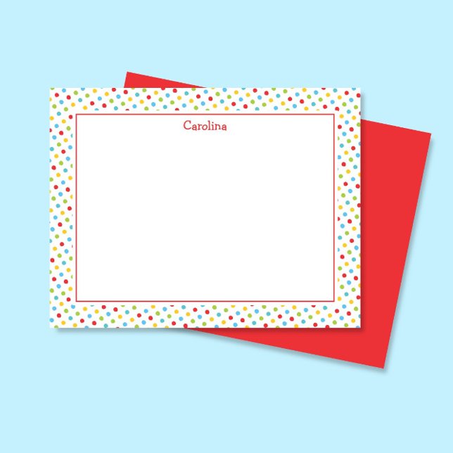 Niedlich Polka Dots Colorful Girly Stationery Mitteilungskarte (Von Creator hochgeladen)