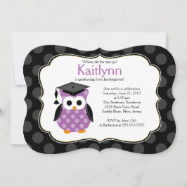Niedlich Polka Dots Grad Owl Girls Abschluss Einladung