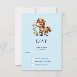 Niedlich Pony Eating Daisies RSVP Karte
