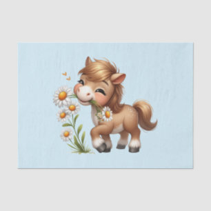 Niedlich Pony Eating Daisies Seidenpapier