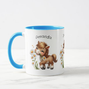 Niedlich Pony Eating Daisies Tasse