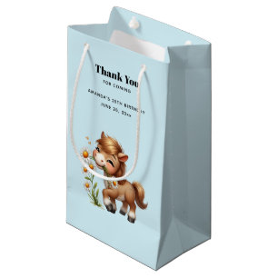 Niedlich Pony Eating Daisies Vielen Dank Kleine Geschenktüte