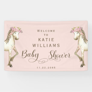 Niedlich Pony Pink Baby Dusche Begrüßungszeichen B Banner